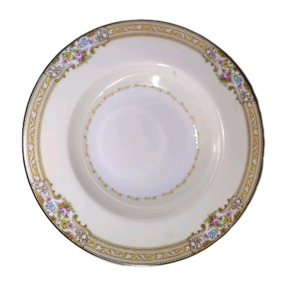 Noritake Darleen 3904 Soup Bowl 7.5" Vintage Japan Bone China Floral Gold Trim